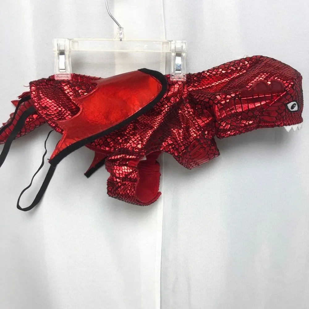 Thrills and Chills Dog Halloween Costume Red Metallic Dragon Outfit Size Small